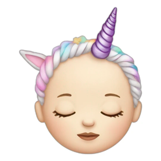 Sleeping white Newborn with unicorn headband sticker