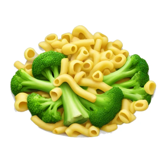 dish with macaroni and pieces of broccoli sticker