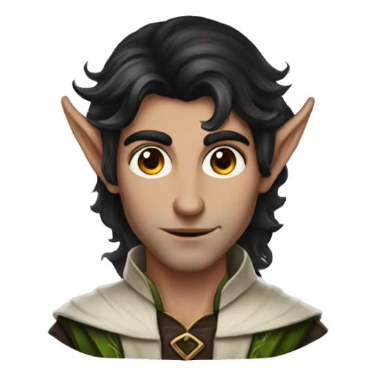 dark hair male elf fantasy sticker