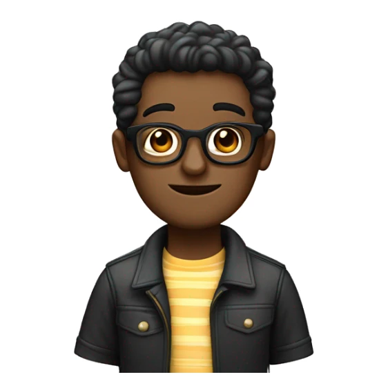 Un chico con pelo churros negro y con lentes sticker