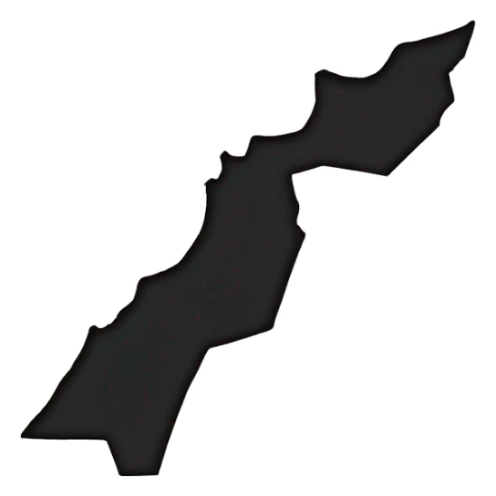 Jordanian map with a black outline an white in the middle  sticker