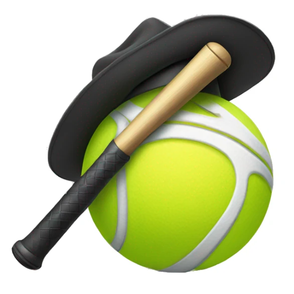 tennis ball wearing a detective hat holding a baseball bat sticker