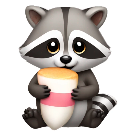 Cute raccoon eating a marshmallow  sticker