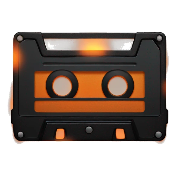 black and orange casette tape glowing sticker