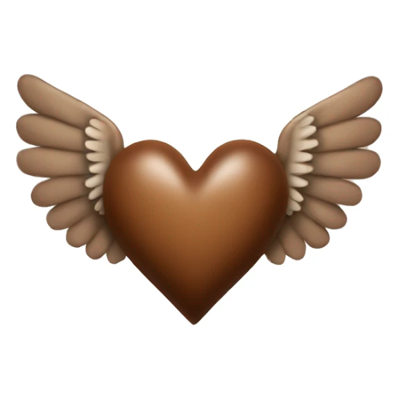 brown heart with angel wings sticker