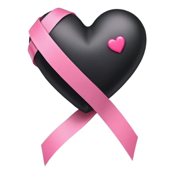 Black heart with pink ribbon  sticker