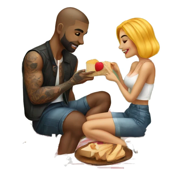 Romantic picnic date for beautiful tattooed couple sticker