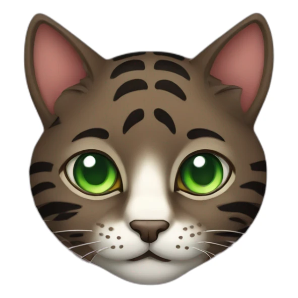 Dark Brown Tiger cat with green eyes with hearts sticker