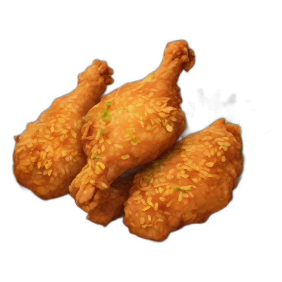 Chinese-style fried chicken topped with chopped scallions and sweet vinegar and soy sauce sticker