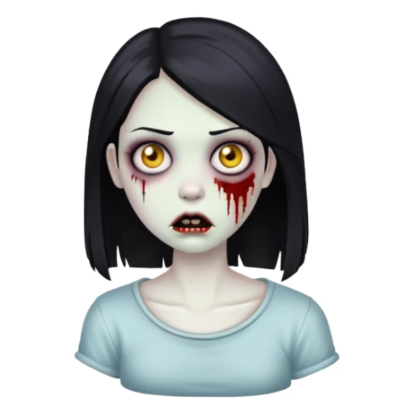 zombie girl with black straight hair  sticker