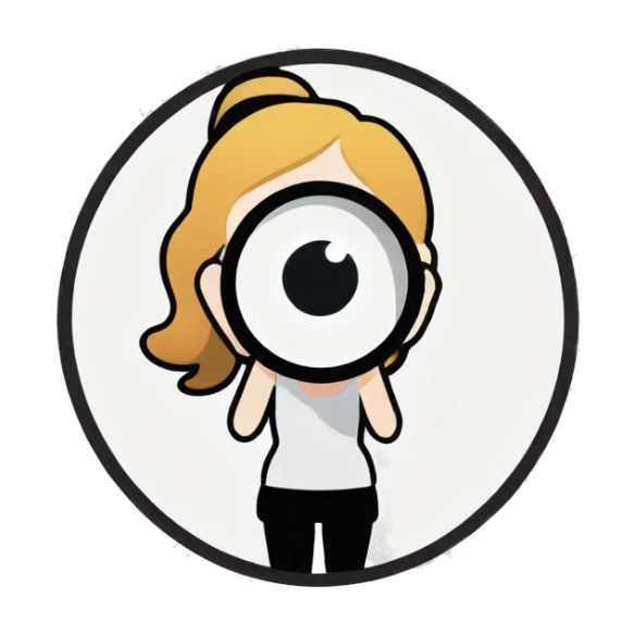 white girl searching with lens sticker