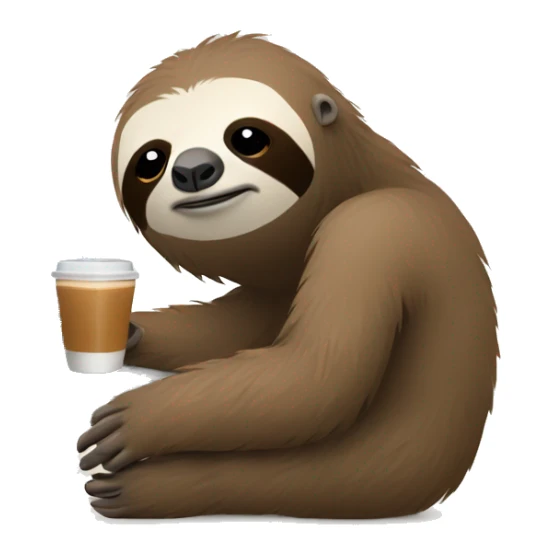 tired sloth with laptop and espresso tonic sticker
