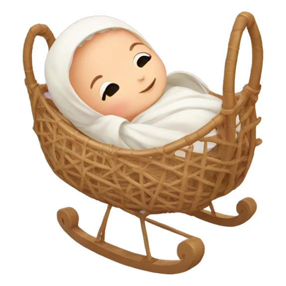 Newborn in a rattan cradle sticker
