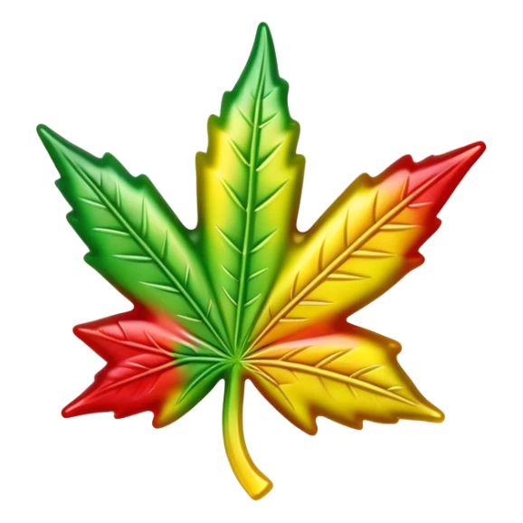 colorful shiny gusher gummy shaped like a cannabis leaf sticker
