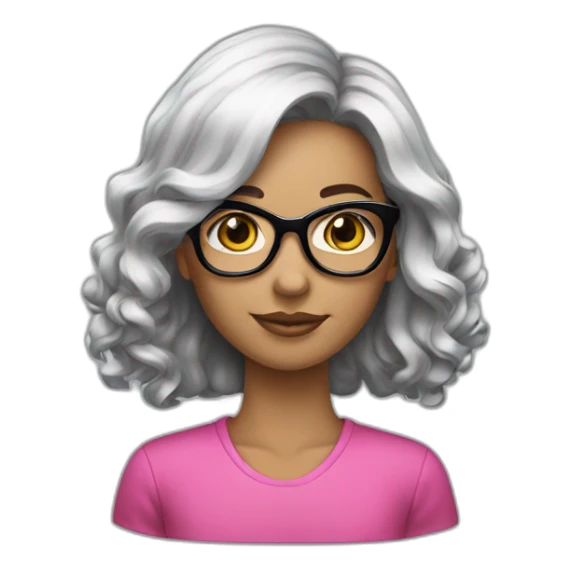 Garota de cabelo meio rosa, meio preto oculos sticker