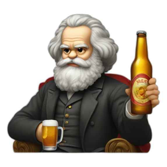 karl marx drinks beer and reads the book sticker