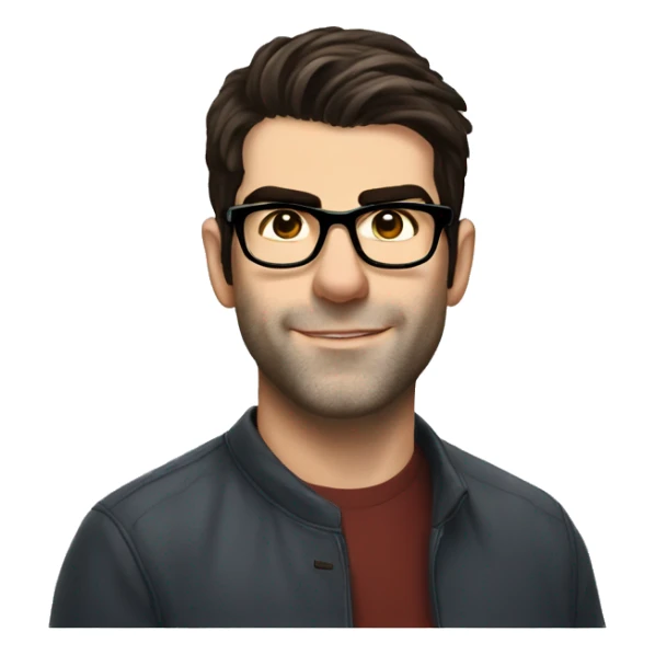 Zachary Quinto with glasses small head short hair oval head sticker
