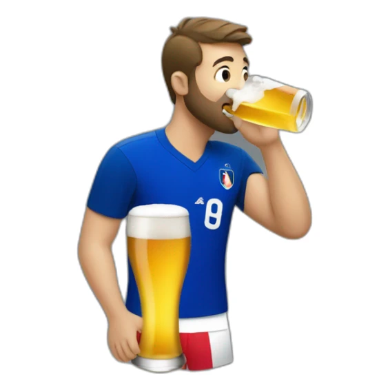 A French soccer fan drinking a beer sticker