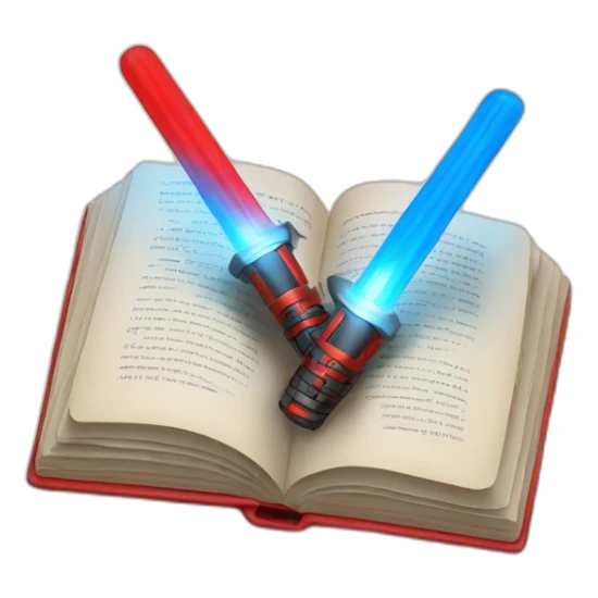 Book open with cross blue and red lightsabers sticker