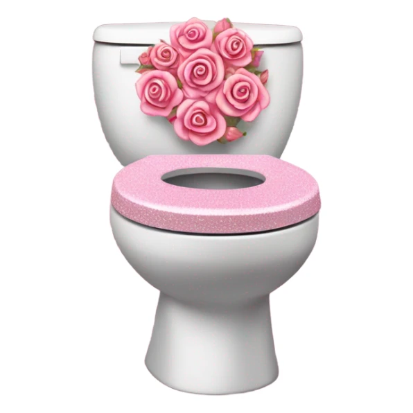 Pink glitter toilet with roses  sticker
