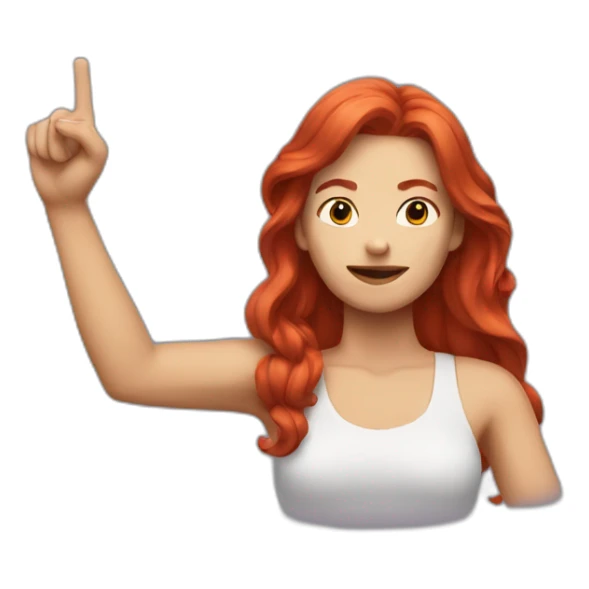 red-haired woman showing a rocker-sign with her hand sticker