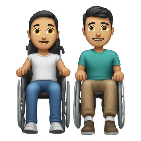 male in wheelchair with a friend sticker