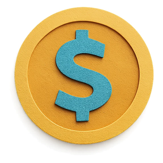 paper cutout style coin with the letter S sticker