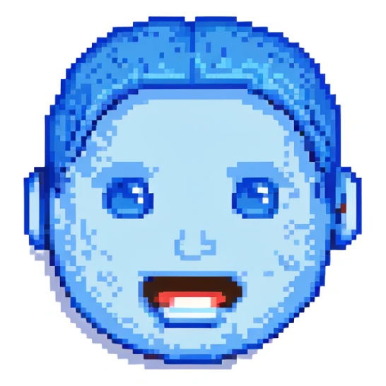 blue emoji with a chiseled jawline sticker