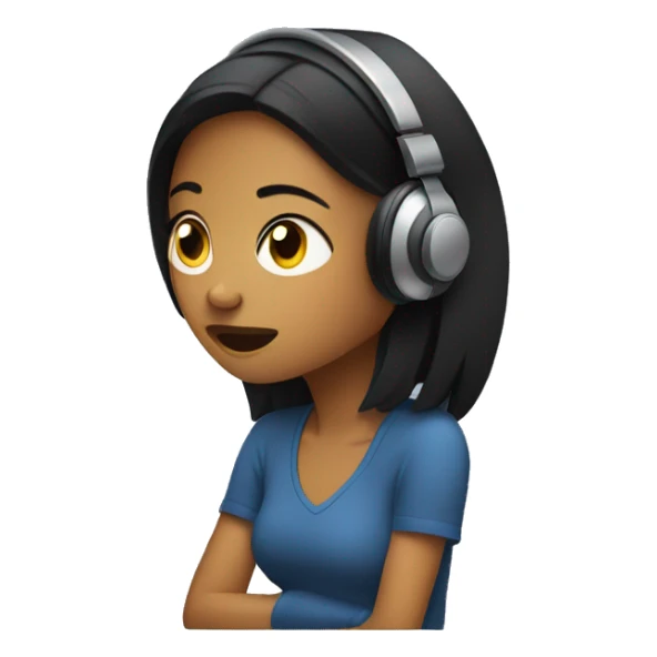 a girl listening to music being annoyed  sticker