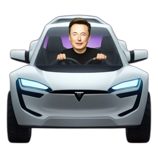 Elon musk riding in a Tesla cyber truck  sticker