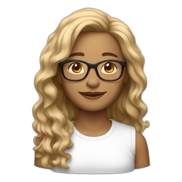  53 years brown blonde wavy long hair with glasses sticker