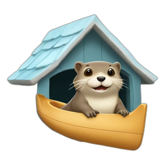 Loutre sur un requin sur une maison sticker