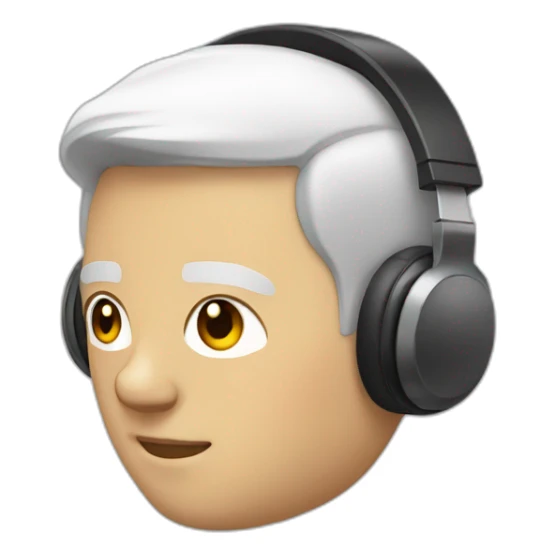 white man with short straight hair and headphones sticker