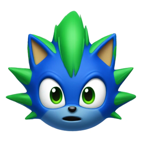 blue sonic the hedeghog with green lines on his spines and green eyes sticker