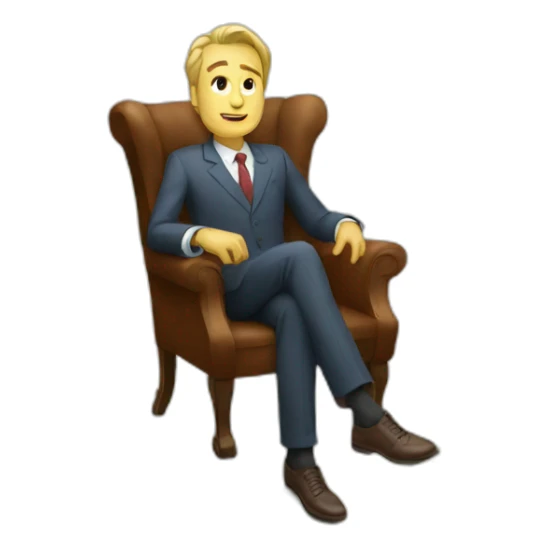 rich man in a chair steps on money sticker