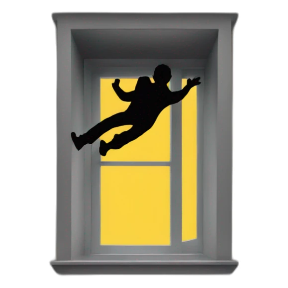 silhouette of man falling out window sticker