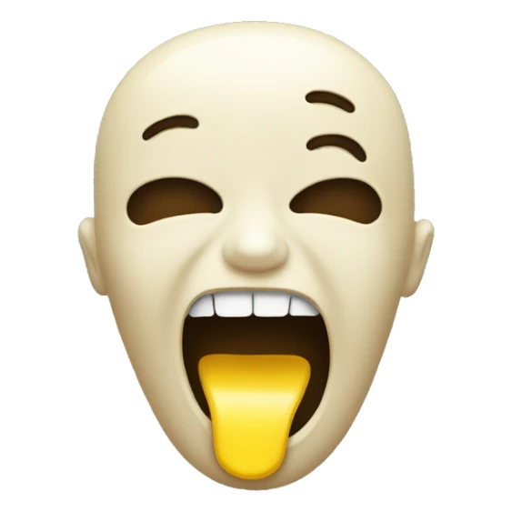 emoji with yellow bone sticking out of its mouth  sticker