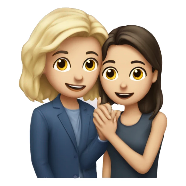 girl blonde guy brunette kissing hand on face sticker