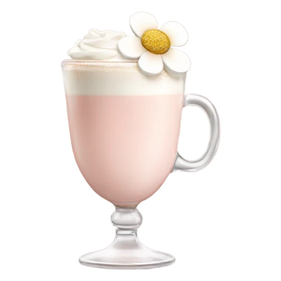 Light Pink latte classy in glass with flower sticker
