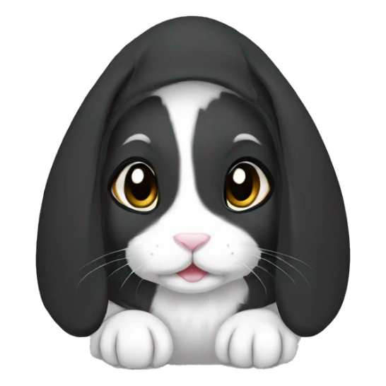 lop ear female rabbit  black hoodie sticker