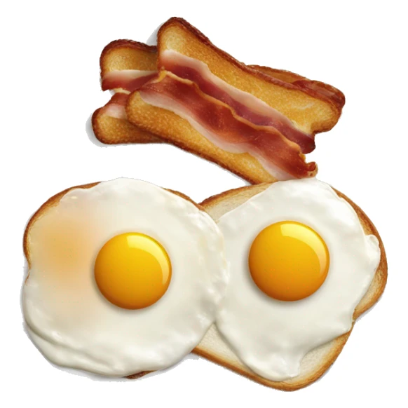 “Two fried eggs, crispy bacon, and buttered toast on a plate.” sticker