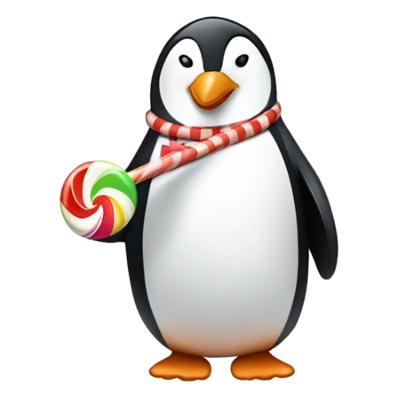 penguin with lollipop in mouth ￼ sticker