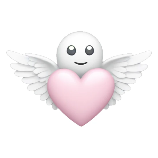 pastel pink heart with white wings sticker