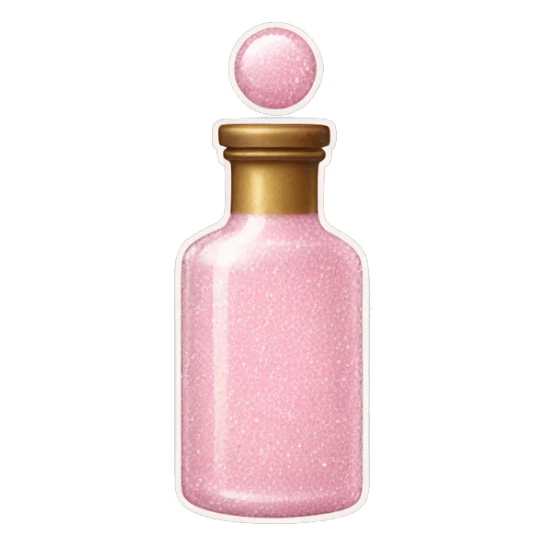 light pink glitter in vintage bottle  sticker