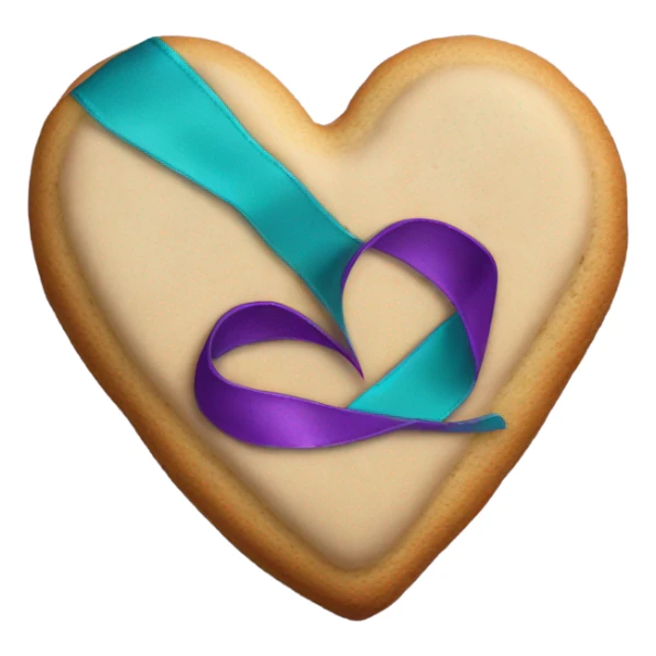 Purple teal Suicide awareness ribbon, heart cookie sticker