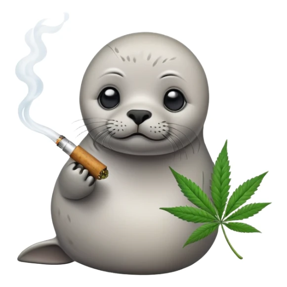 Grey slim baby seal Smoking cannabis weeds sticker