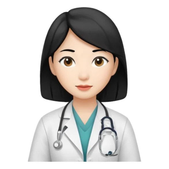 asian doctor female no stethoscopeblack hair sticker