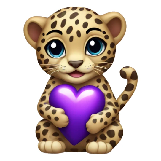 Baby leopard holding a purple heart  sticker
