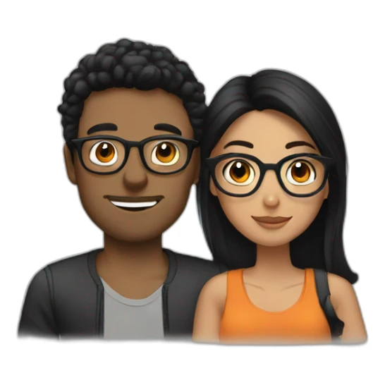 fit boyfriend with glasses and black hair with brunette girlfriend sticker