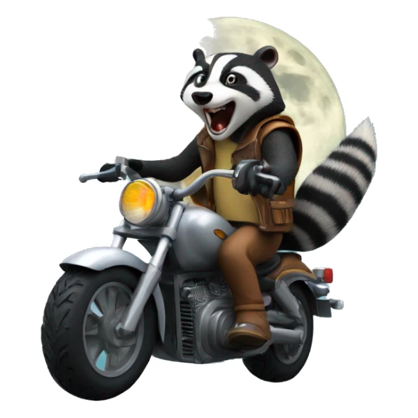 angry badger on motorbike to the moon sticker